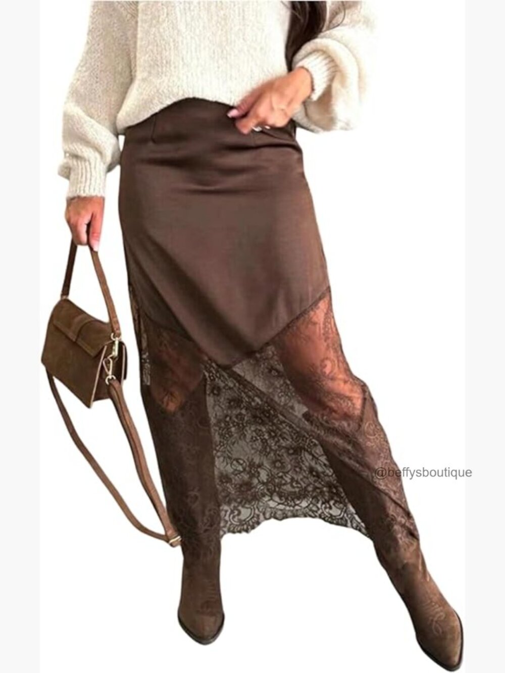 High Waisted Lace Skirt Western Concert Outfit Long Skirt